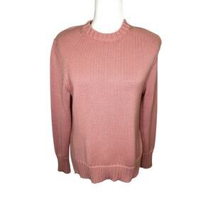 Tory Burch Sport Merino Wool Long Sleeve Pull Over Sweater Dusty Rose Oversized